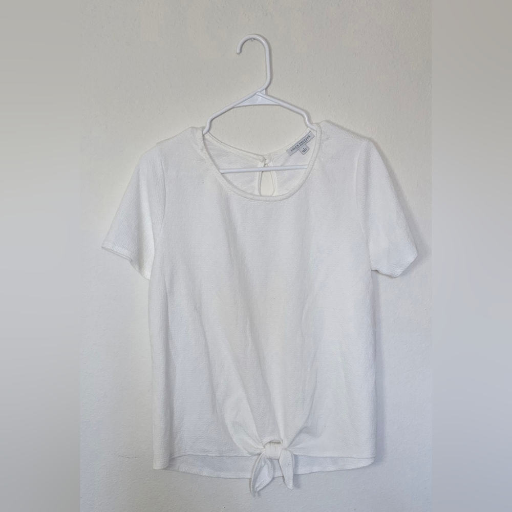 Green Envelope LA White Tencel Tie Front Casual Summer Top Size L